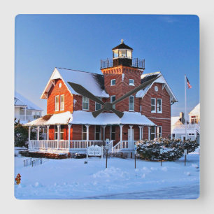 Sea Girt Lighthouse, New Jersey Square Wall Clock Quadratische Wanduhr