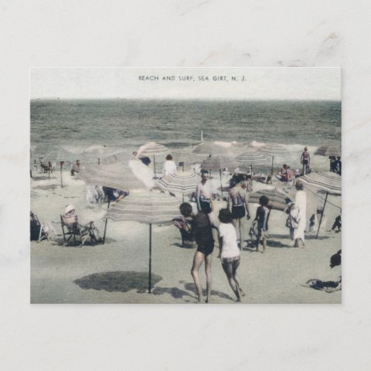 Sea Girt NJ Surf and Beach Vintag Postkarte (Vorderseite)