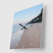 Sea Glass and Beach Wood Nautical - Blue Aquamarin Quadratische Wanduhr (Winkel)