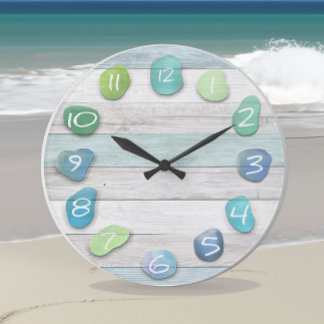 Sea Glass Beach Driftwood Große Wanduhr
