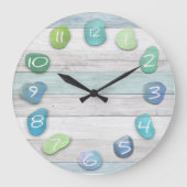 Sea Glass Beach Driftwood Große Wanduhr (Vorderseite)