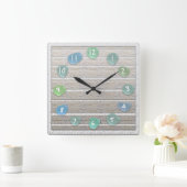 Sea Glass Beach Driftwood Look Quadratische Wanduhr (Zuhause)