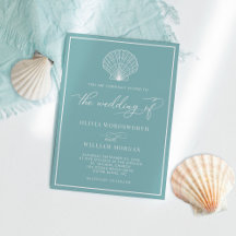 Sea Glass Blue Elegant Beach Seashell Wedding