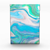 Sea Glass Blue und Green Marble Fluid Art Fotoblock (Vorderseite)