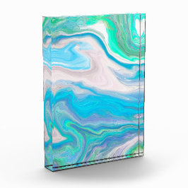 Sea Glass Blue und Green Marble Fluid Art Fotoblock