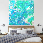 Sea Glass Blue und Green Marble Fluid Art Leinwanddruck (Insitu (Schlafzimmer))