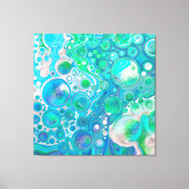 Sea Glass Blue und Green Marble Fluid Art Leinwanddruck