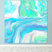 Sea Glass Blue und Green Marble Fluid Art Leinwanddruck (Insitu (Holzboden))