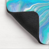 Sea Glass Blue und Green Marble Fluid Art Mousepad (Ecke)