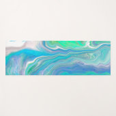 Sea Glass Blue und Green Marble Fluid Art Yogamatte (Vorderseite (Horizontal))