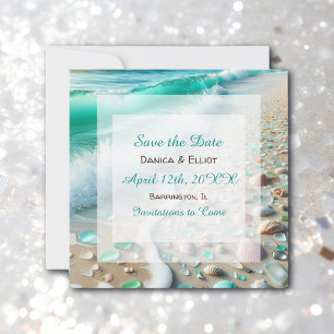 Sea Glass Coastal Foto Hochzeit Save The Date