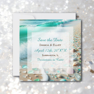 Sea Glass Coastal Foto Hochzeit Save The Date