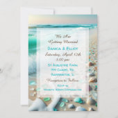 Sea Glass Coastal Hochzeit Einladung (Vorderseite)