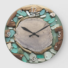 Sea Glass Driftwood Beach Square Wall Clock Große Wanduhr