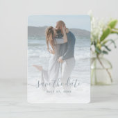 Sea Glass Dusty Blue Foto Save the Date Hochzeit Einladung (Stehend Vorderseite)