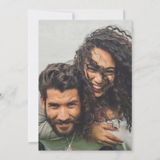 Sea Glass Foto Wedding Invite QR Code Rett Datum Einladung (Rückseite)