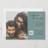 Sea Glass Foto Wedding Invite QR Code Rett Datum Einladung (Vorderseite)