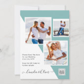 Sea Glass Foto Wedding Invite QR Code Rett Datum Einladung (Vorderseite)