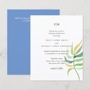 Sea Glass Green Blue Tropical Leaf Hochzeit