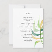 Sea Glass Green Blue Tropical Leaf Hochzeit (Vorderseite)