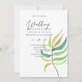 Sea Glass Green Blue Tropical Leaf Hochzeit (Vorderseite)