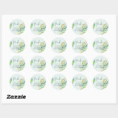 Sea Glass Green Blue Tropical Leaf Hochzeit Runder Aufkleber (Blatt)