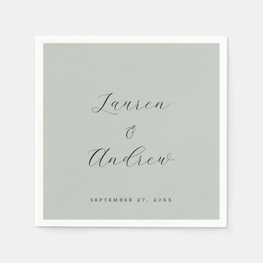 Sea Glass Green Elegante Moderne Einfache Hochzeit Serviette (Vorderseite)