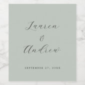 Sea Glass Green Elegante Moderne Einfache Hochzeit Weinetikett (Einzelnes Label)