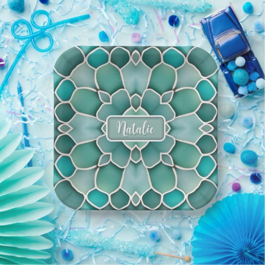 Sea Glass Green - Ocean, Beach oder Undersea Theme Pappteller (Party)