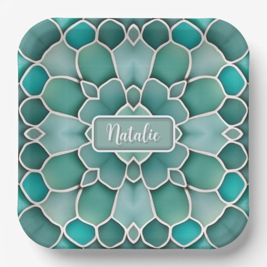 Sea Glass Green - Ocean, Beach oder Undersea Theme Pappteller (Vorderseite)