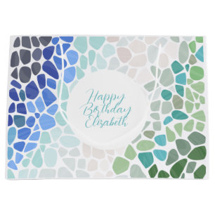 Sea Glass Happy Birthday Geschenktasche Große Geschenktüte