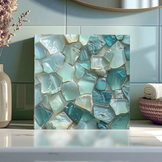 Sea Glass Mosaic Teal ID1183 Fliese