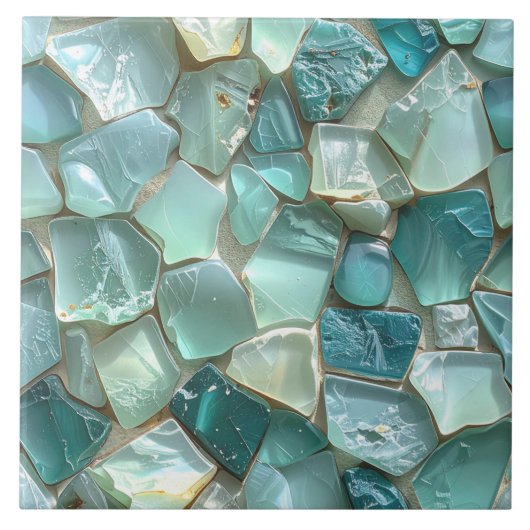 Sea Glass Mosaic Teal ID1183 Fliese (Vorderseite)