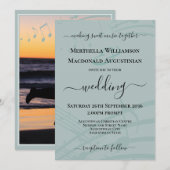 Sea Glass Musiknotens Foto Hochzeit Einladung (Vorne/Hinten)
