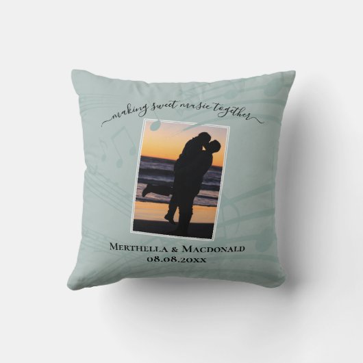Sea Glass Musiknotens Paare Hochzeit Kissen (Rückseite)