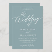 Sea Glass Sage Elegante Calligraphy Beach Wedding Einladung (Vorne/Hinten)