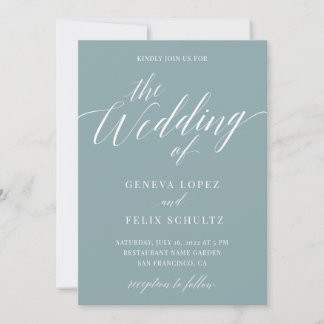 Sea Glass Sage Elegante Calligraphy Beach Wedding  Einladung