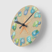 Sea Glass Sand Starfish Runde Wanduhr (Winkel)