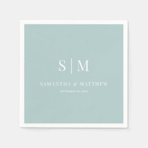 Sea Glass Simple Elegante Couple Initials Wedding Serviette