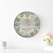 Sea Glass Starfish Driftwood Ocean Große Wanduhr (Zuhause)