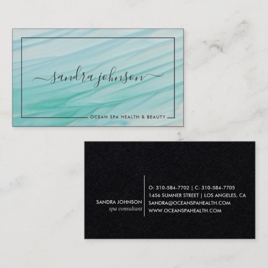 Sea Glass Tides | Blue Watercolor Business Visitenkarte (Vorne/Hinten)