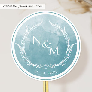 Sea Glass Watercolor Monogram Umschlag Aufkleber /