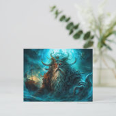 Sea God Rising from Ocean Fantasy Painting Postkarte (Stehend Vorderseite)
