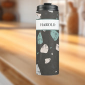 Sea Green Accents Earthtones Terrazzo Muster 12oz Thermosbecher