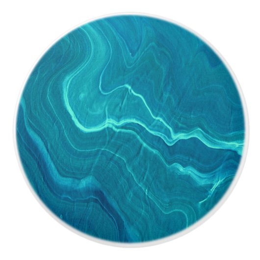 Sea Green Agate Marble Abstraction Keramikknauf (Vorderseite)