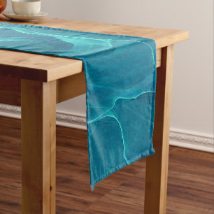 Sea Green Agate Marble Abstraction Kurzer Tischläufer