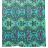 Sea Green Aqua Extravagantes Fraktal Muster Duschvorhang (Vorderseite)