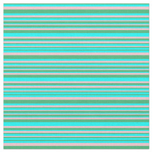 Sea Green, Aqua und Pink Lines/Stripes Muster Stoff
