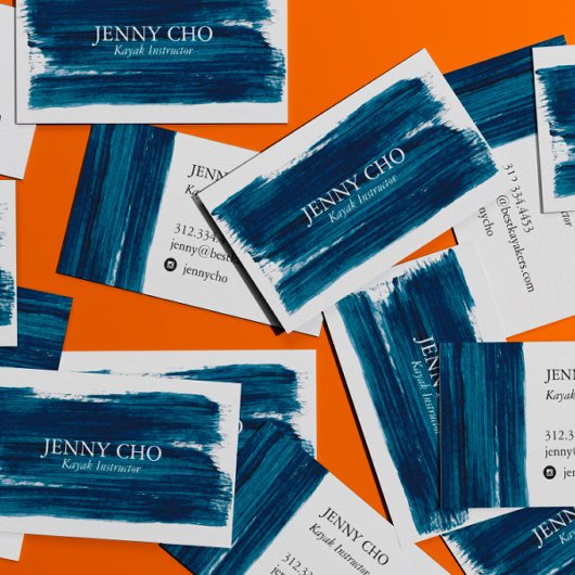 Sea Green Aquamarin Blue Paint Strip Brushstroke B Visitenkarte