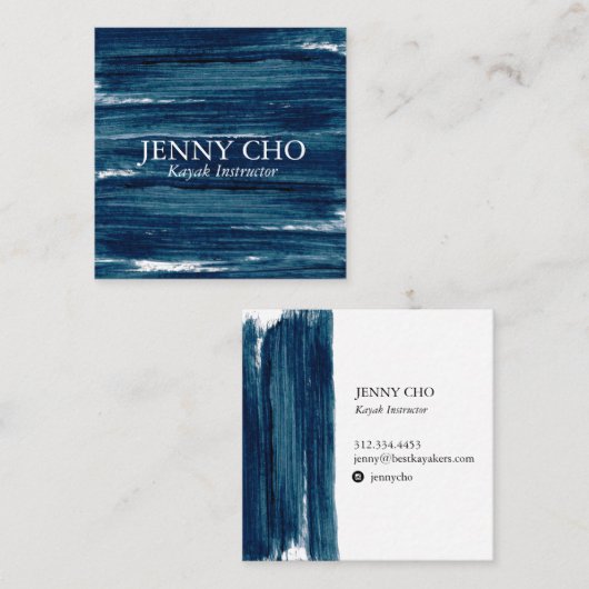 Sea Green aquamarin Blue Stripe Visitenkarte (Vorne/Hinten)